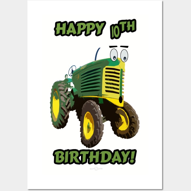 happy 10th birthday tractor design Wall Art by seadogprints